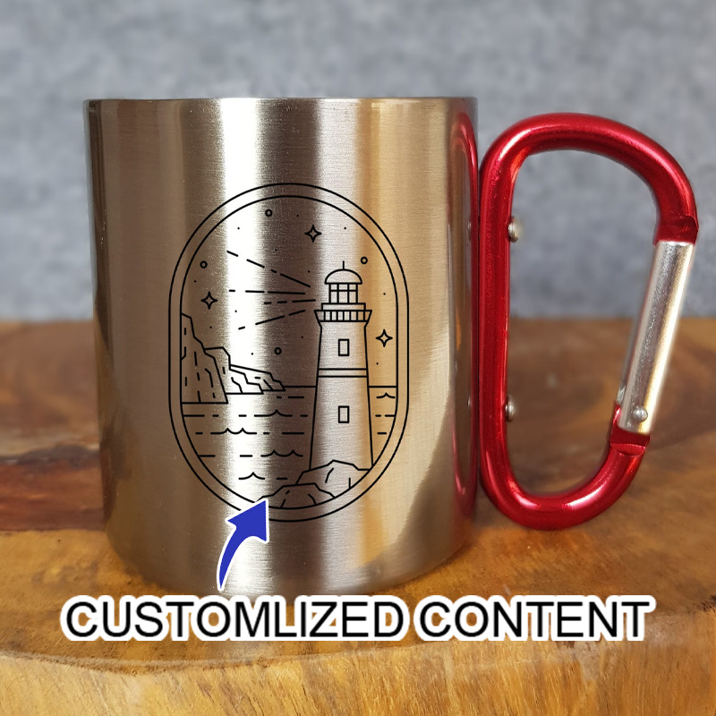Coffee Equipment For Camping - Paslanmaz Çelik Kamp Kupası, Karabina Saplı,